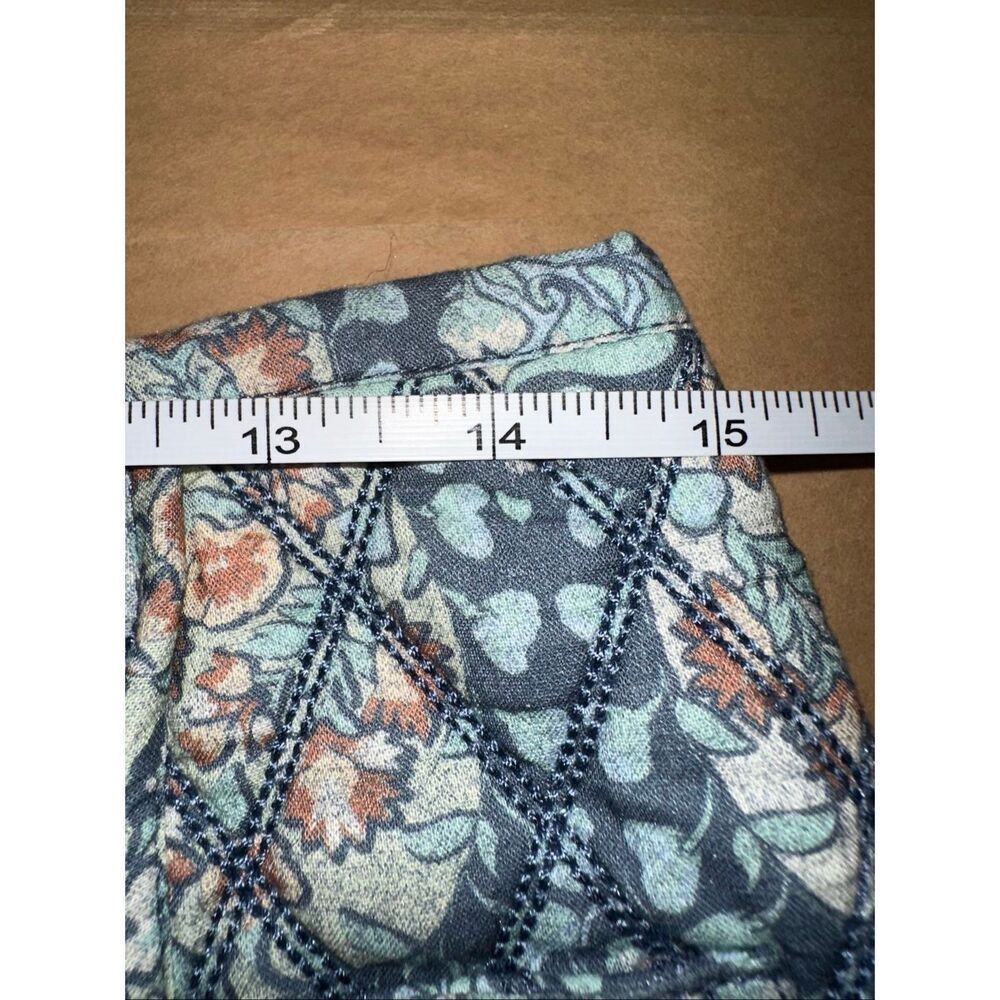 Free People Size 10 Darla Quilted Mini Skirt Blue Floral Cotton Pockets - Picture 8 of 9